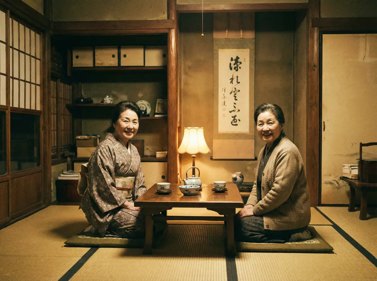 两位优雅的 茄子视频-茄子视频在线平台|免费高清影视资源大全 在日式茶室中品茶交谈